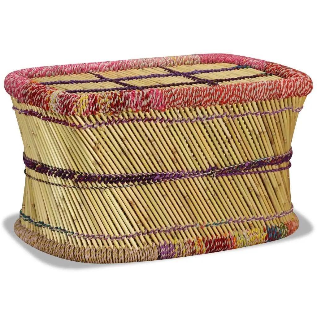 Coffee Table Bamboo with Chindi Details Multicolour 244215