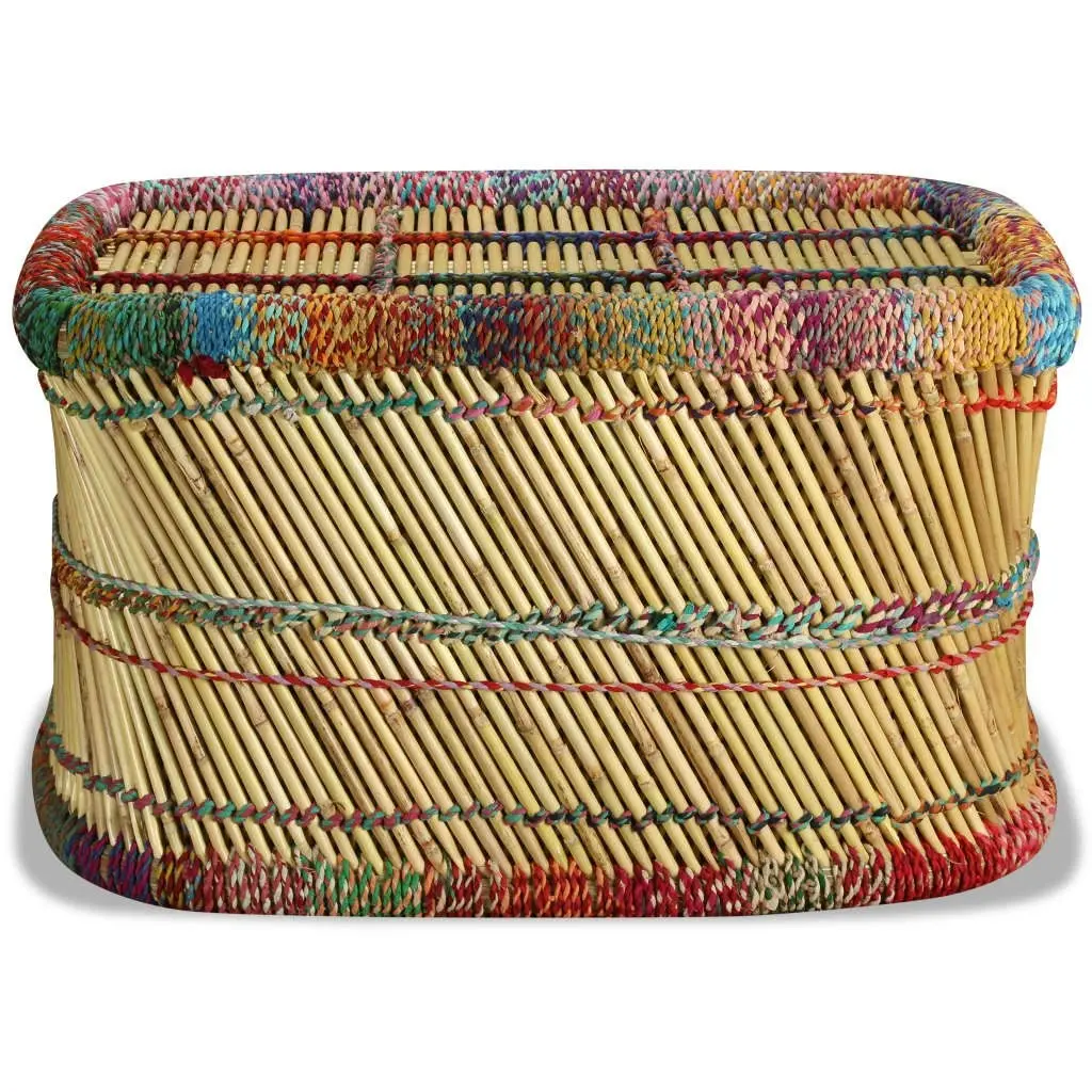 Coffee Table Bamboo with Chindi Details Multicolour 244215