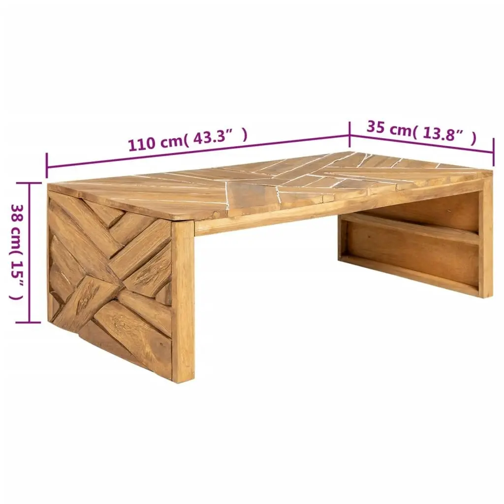 Coffee Table Erosion Solid Teak Wood 110x35x38 cm 326174