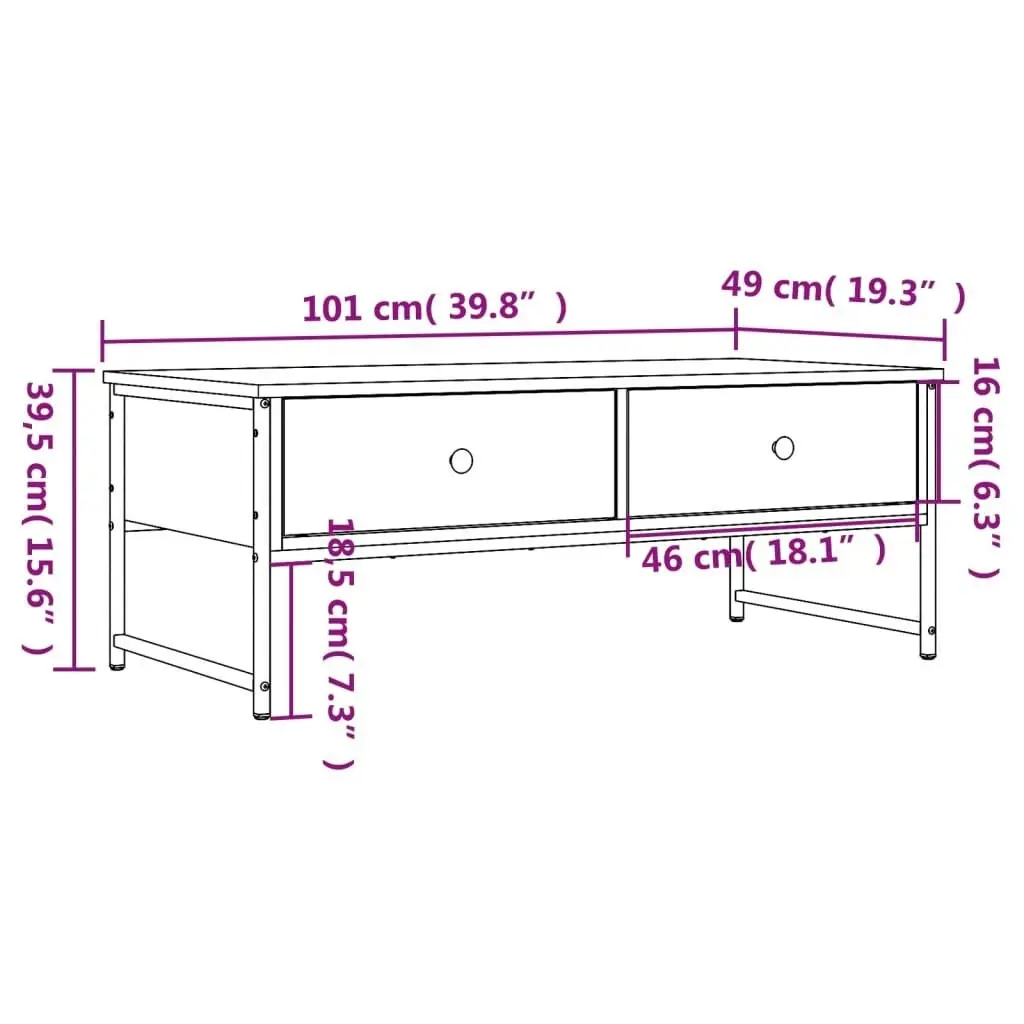 Coffee Table Black 101x49x39.5 cm Engineered Wood 837737