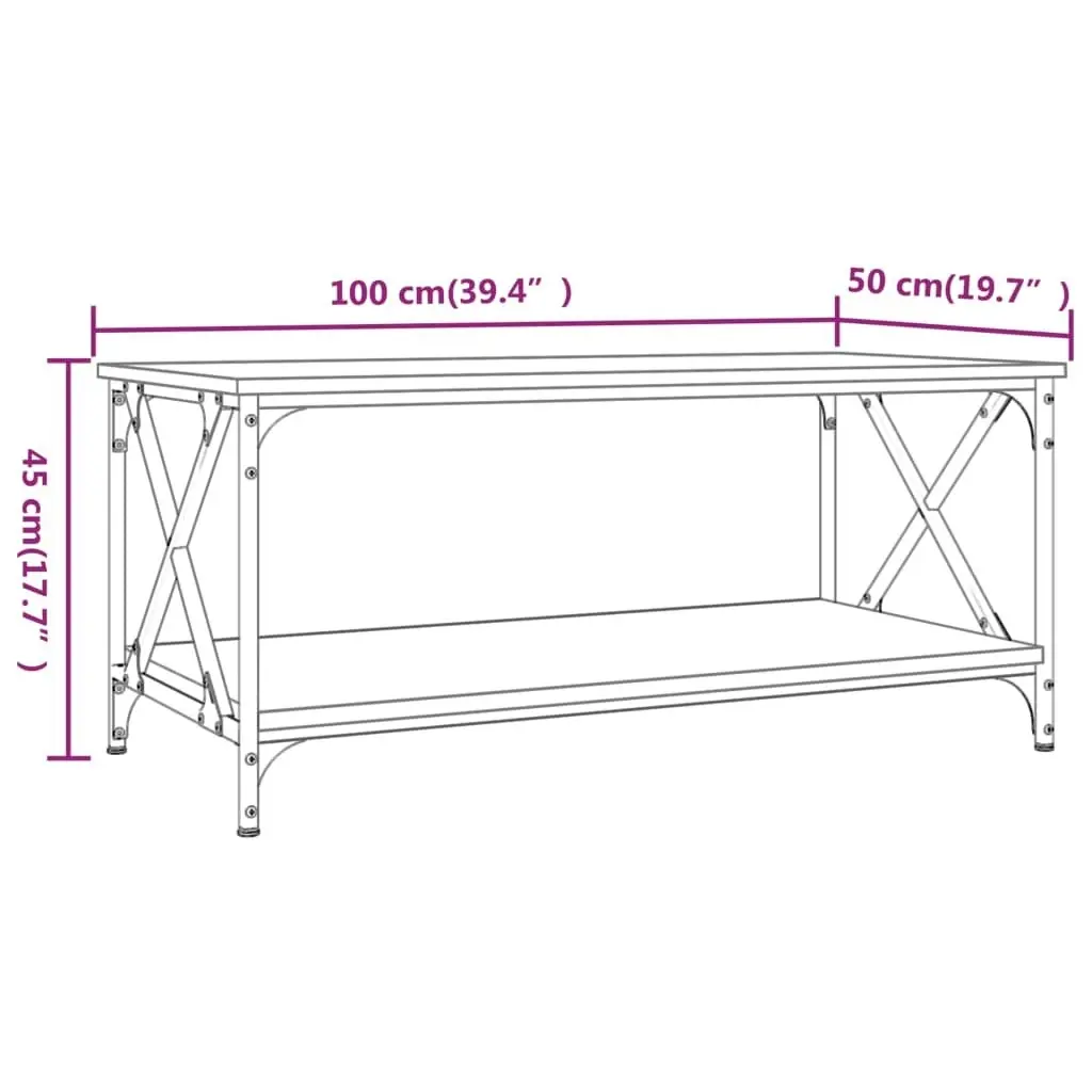 Coffee Table Black 100x50x45 cm Engineered Wood and Iron 823307