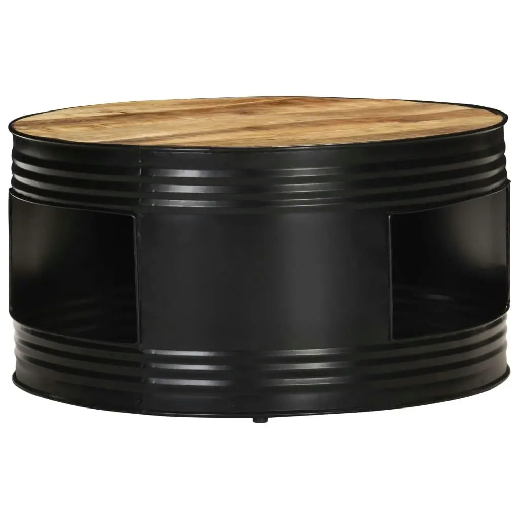 Coffee Table Black 68x68x36 cm Solid Rough Mango Wood 321931