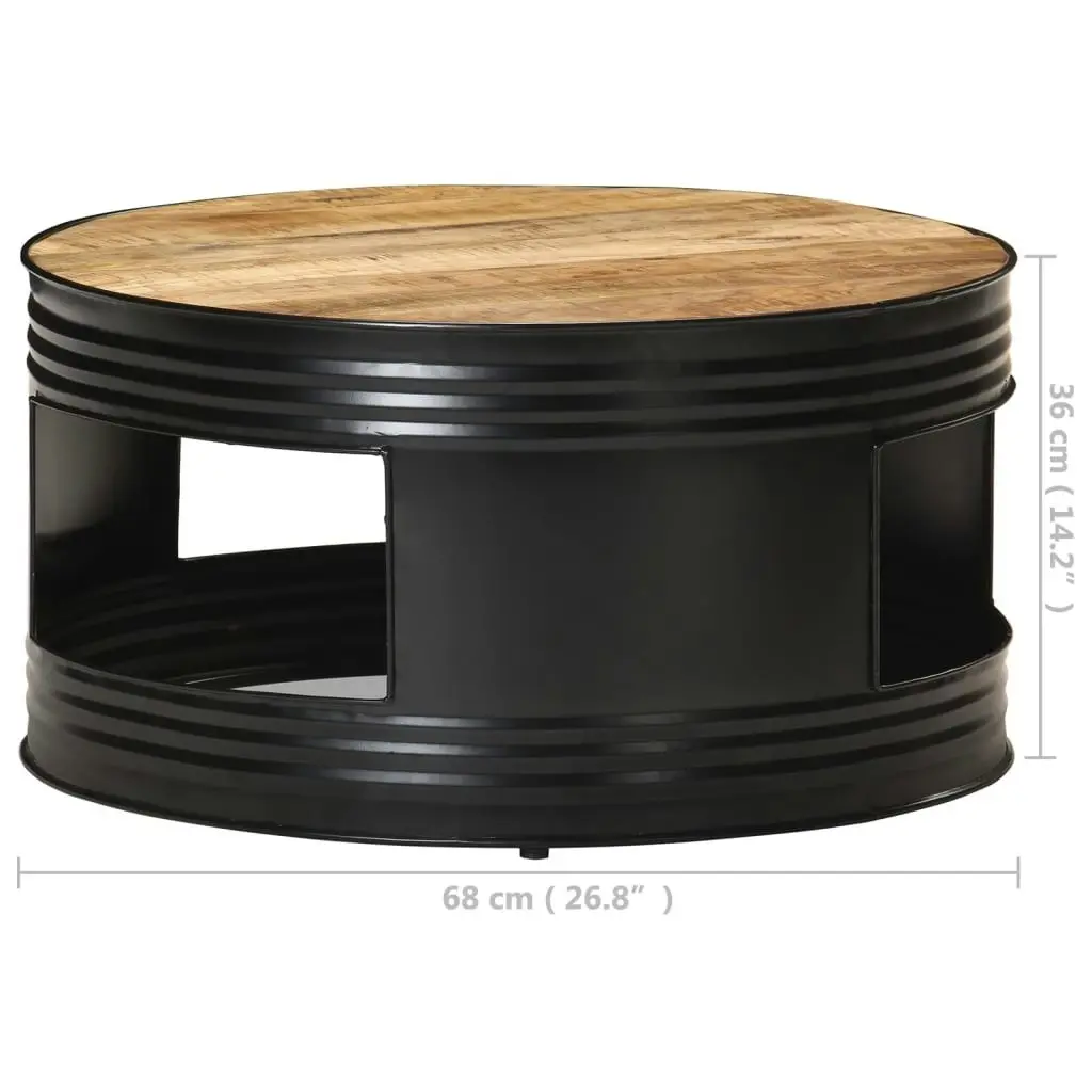 Coffee Table Black 68x68x36 cm Solid Rough Mango Wood 321931