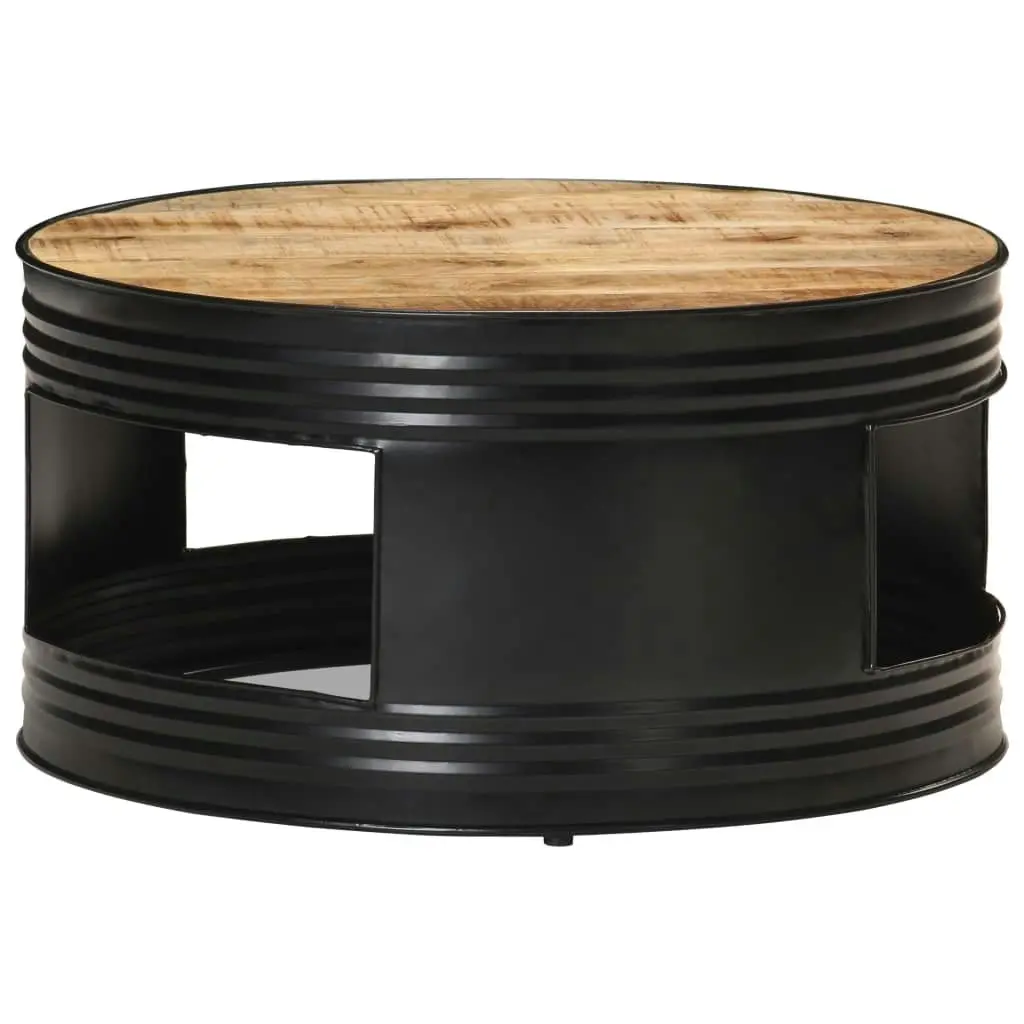 Coffee Table Black 68x68x36 cm Solid Rough Mango Wood 321931