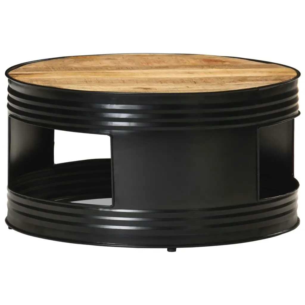 Coffee Table Black 68x68x36 cm Solid Rough Mango Wood 321931