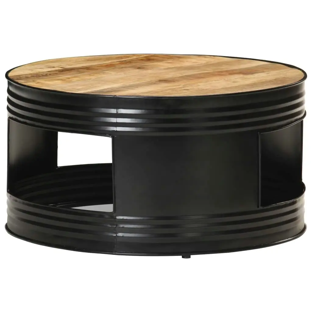 Coffee Table Black 68x68x36 cm Solid Rough Mango Wood 321931