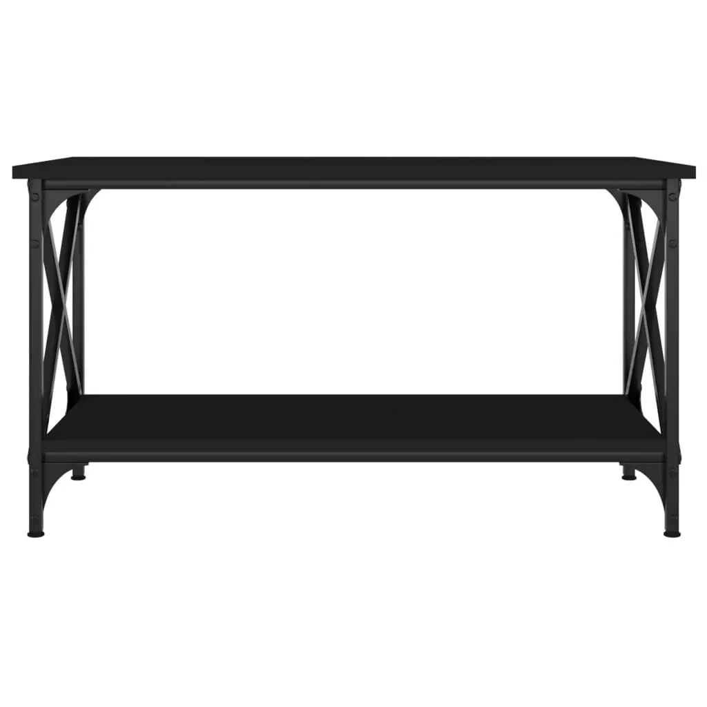 Coffee Table Black 80x45x45 cm Engineered Wood and Iron 823322