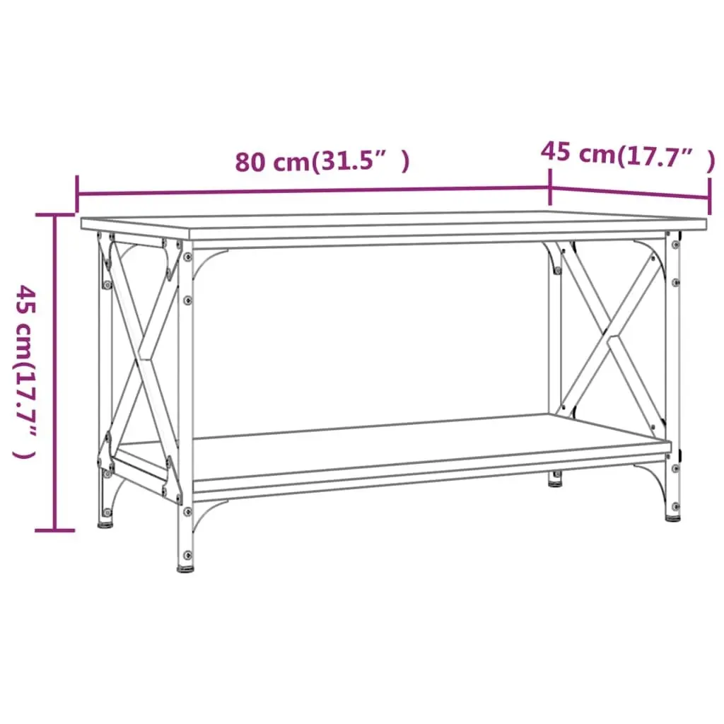 Coffee Table Black 80x45x45 cm Engineered Wood and Iron 823322