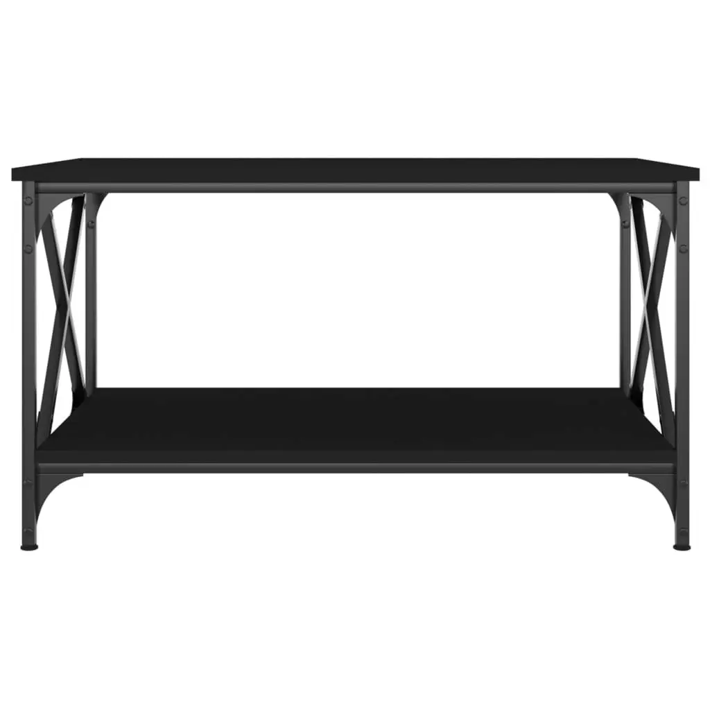 Coffee Table Black 80x50x45 cm Engineered Wood and Iron 823317