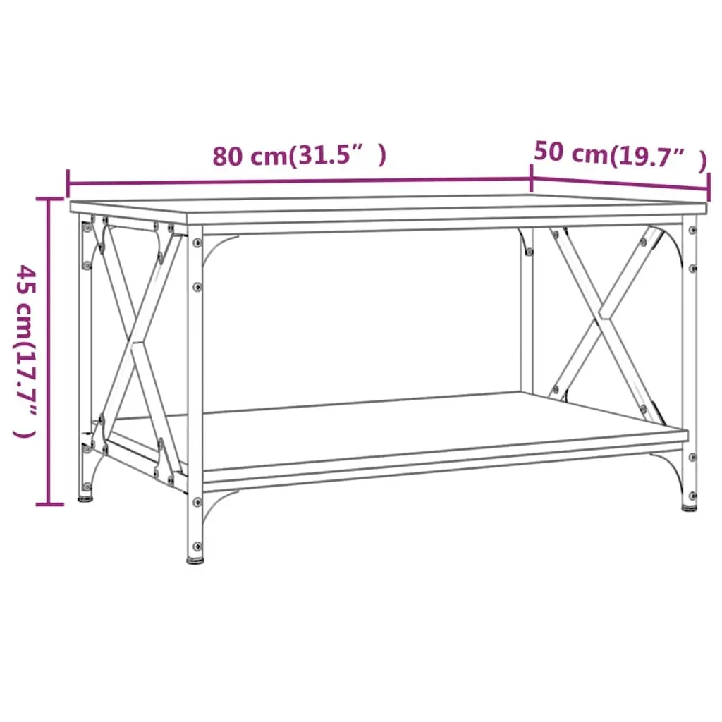 Coffee Table Black 80x50x45 cm Engineered Wood and Iron 823317