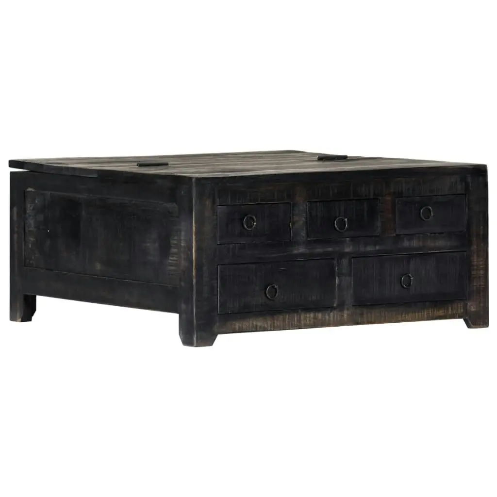 Coffee Table Black 65x65x30 cm Solid Mango Wood 247986