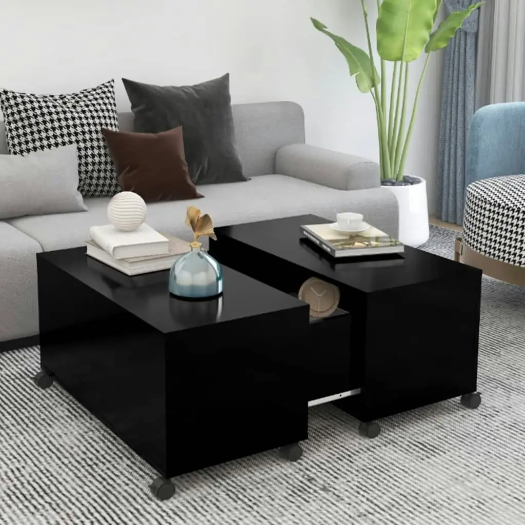 Coffee Table Black 75x75x38 cm Engineered Wood 806868