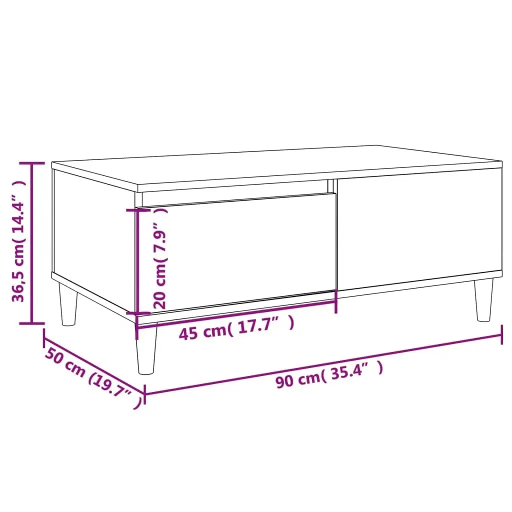 Coffee Table Black 90x50x36.5 cm Engineered Wood 821109