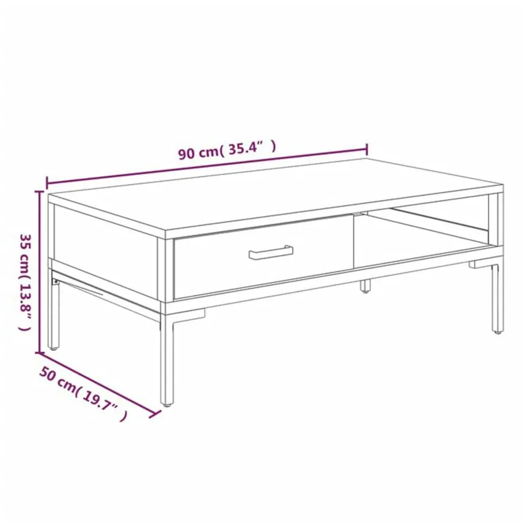 Coffee Table Black 90x50x35 cm Solid Pinewood 349930