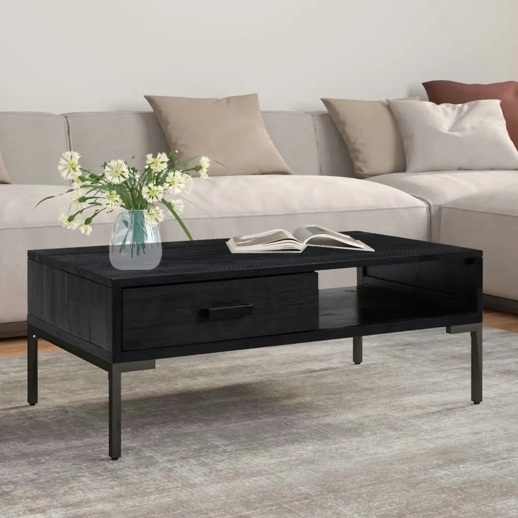 Coffee Table Black 90x50x35 cm Solid Pinewood 349930