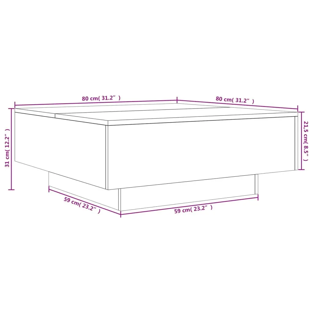 Coffee Table Black 80x80x31 cm Engineered Wood 836582