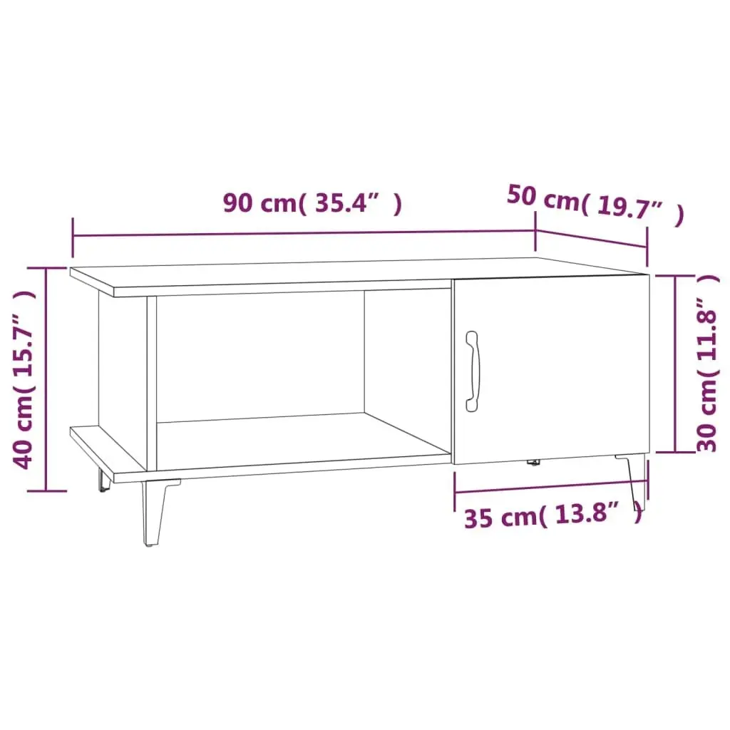 Coffee Table Black 90x50x40 cm Engineered Wood 812754