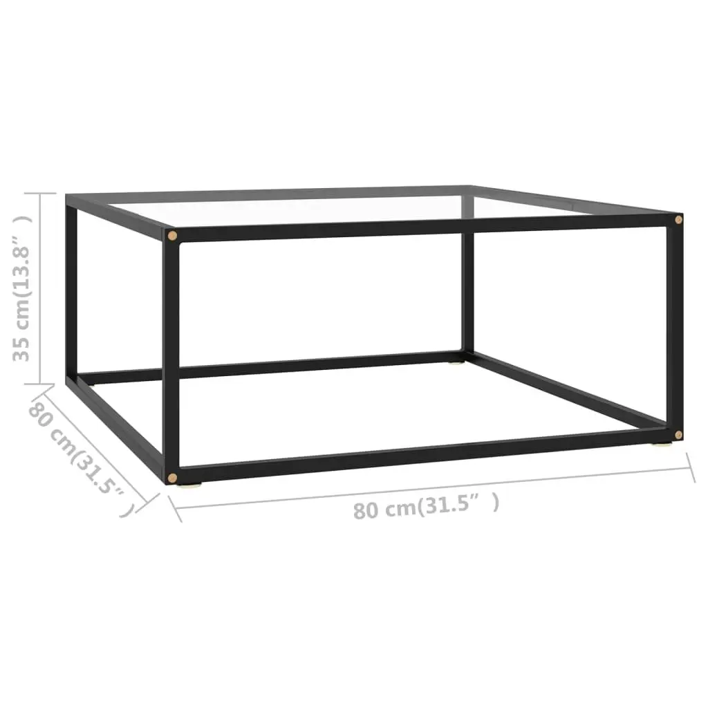 Coffee Table Black with Tempered Glass 80x80x35 cm 322875