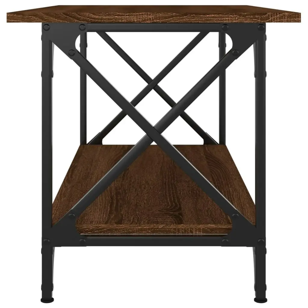 Coffee Table Brown Oak 80x45x45 cm Engineered Wood and Iron 823326