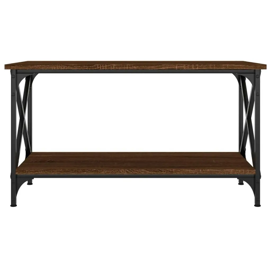 Coffee Table Brown Oak 80x45x45 cm Engineered Wood and Iron 823326