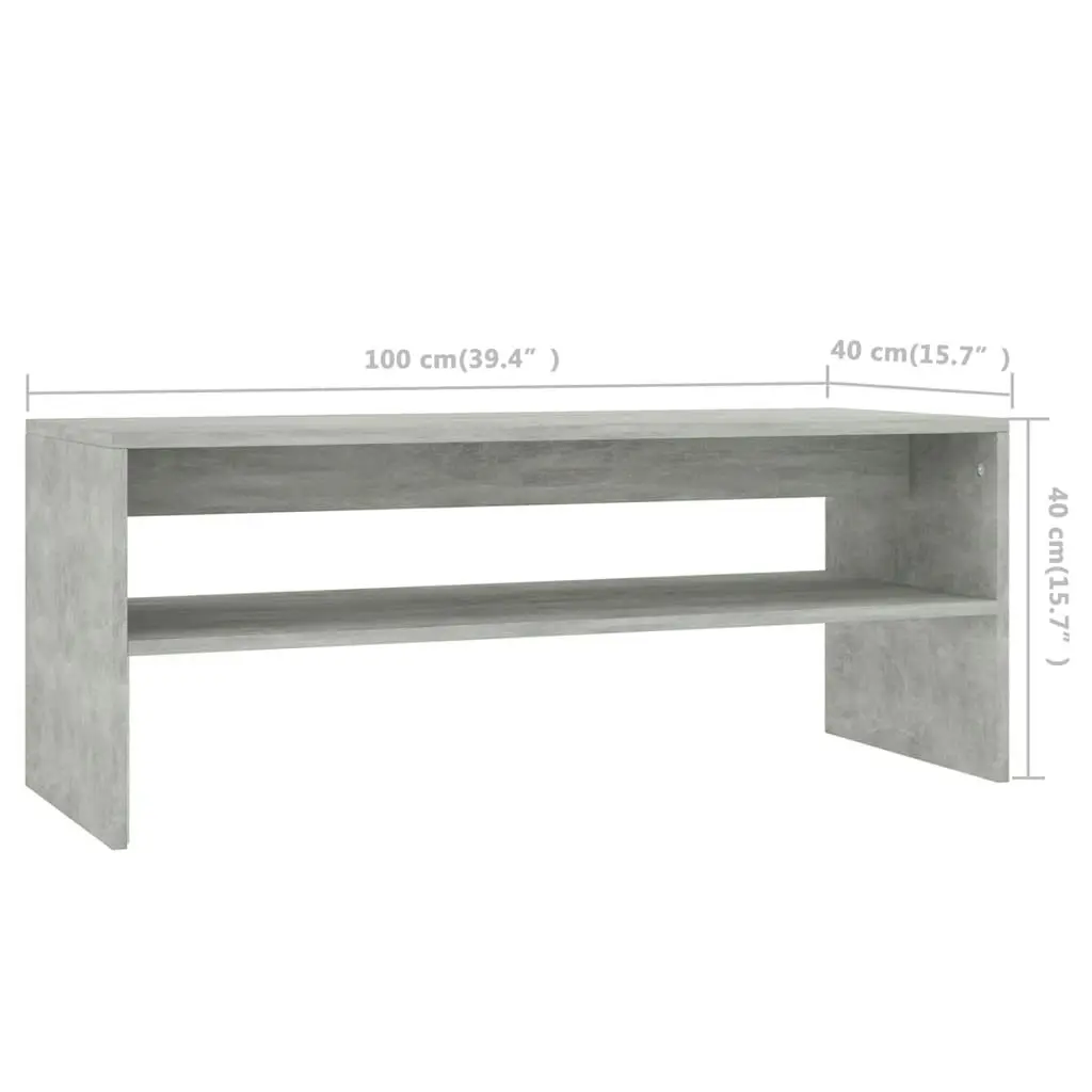 Coffee Table Concrete Grey 100x40x40 cm Engineered Wood 800130