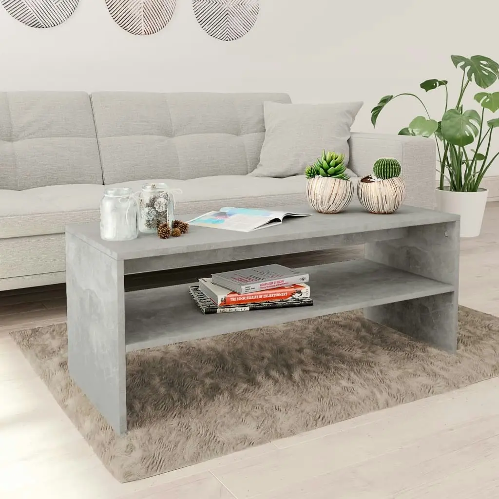 Coffee Table Concrete Grey 100x40x40 cm Engineered Wood 800130