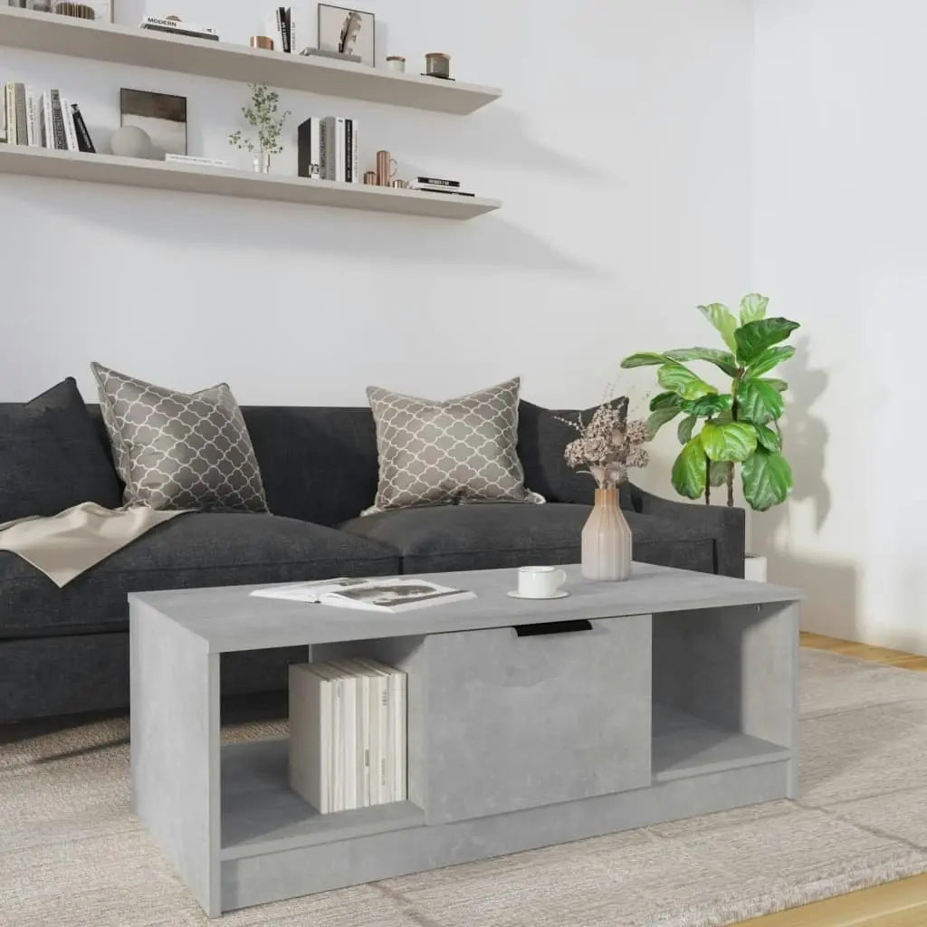 Coffee Table Concrete Grey 102x50x36 cm Engineered Wood 811353