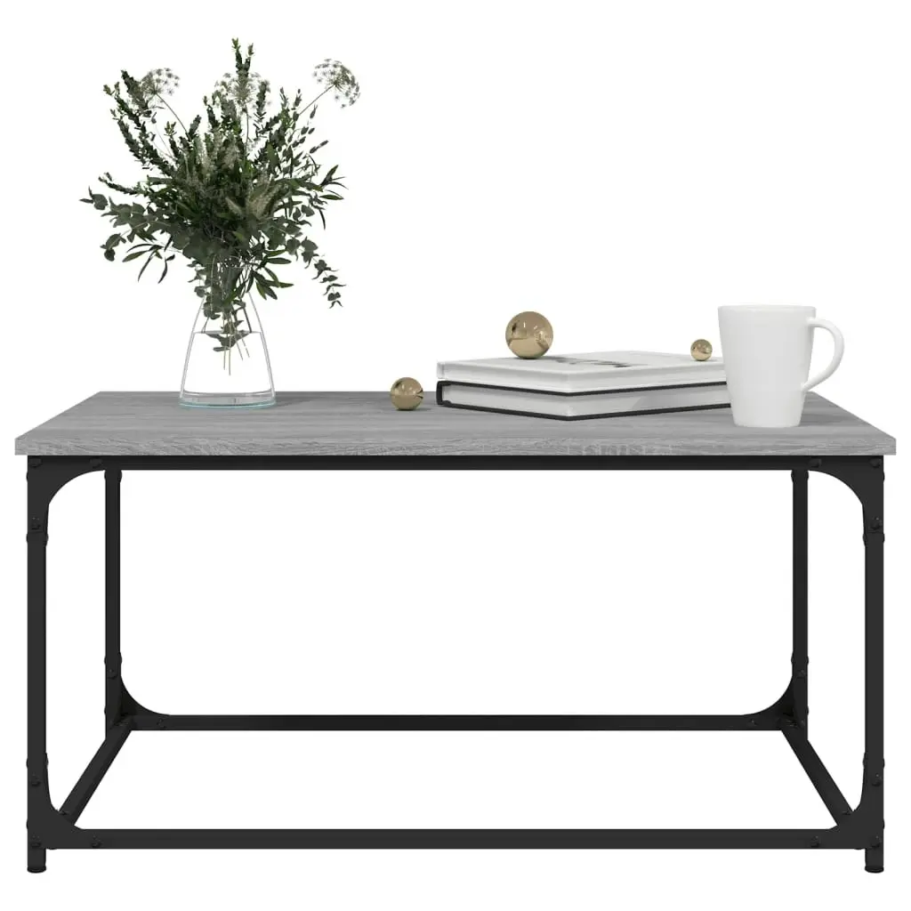 Coffee Table Grey Sonoma 80x50x40 cm Engineered Wood and Iron 823295