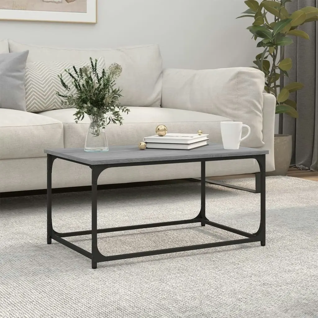 Coffee Table Grey Sonoma 80x50x40 cm Engineered Wood and Iron 823295