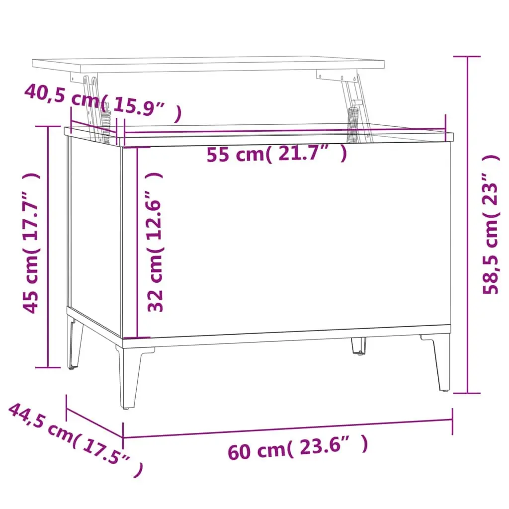 Coffee Table Concrete Grey 60x44.5x45 cm Engineered Wood 819576