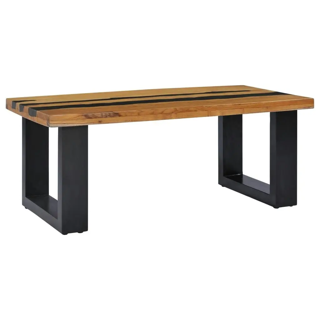 Coffee Table 100x50x40 cm Solid Teak Wood and Lava Stone 281645