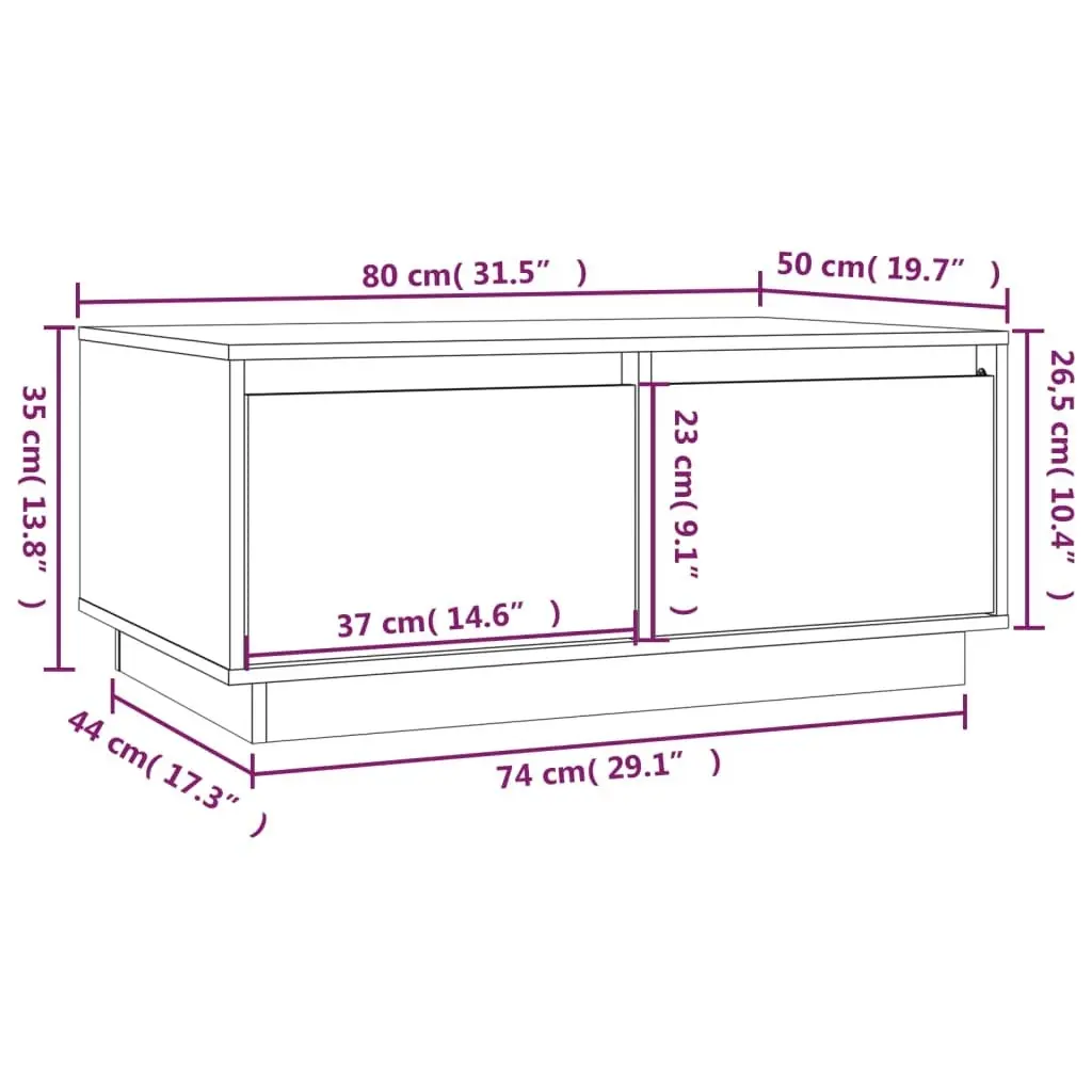 Coffee Table 80x50x35 cm Solid Wood Pine 814439