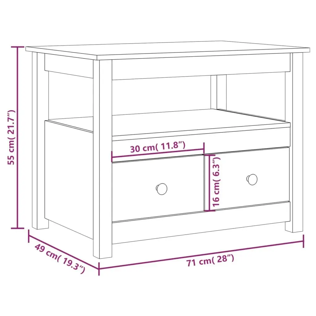 Coffee Table 71x49x55 cm Solid Wood Pine 820936