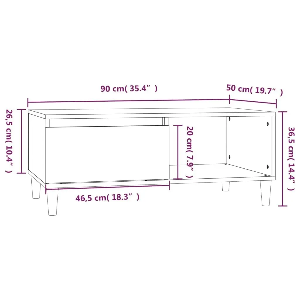 Coffee Table Concrete Grey 90x50x36.5 cm Engineered Wood 821048