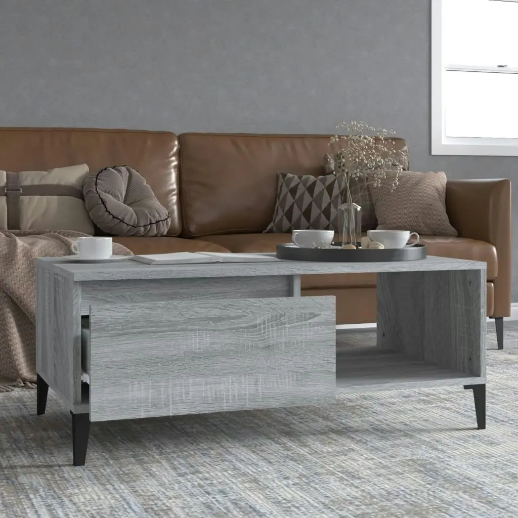 Coffee Table Grey Sonoma 90x50x36.5 cm Engineered Wood 821058