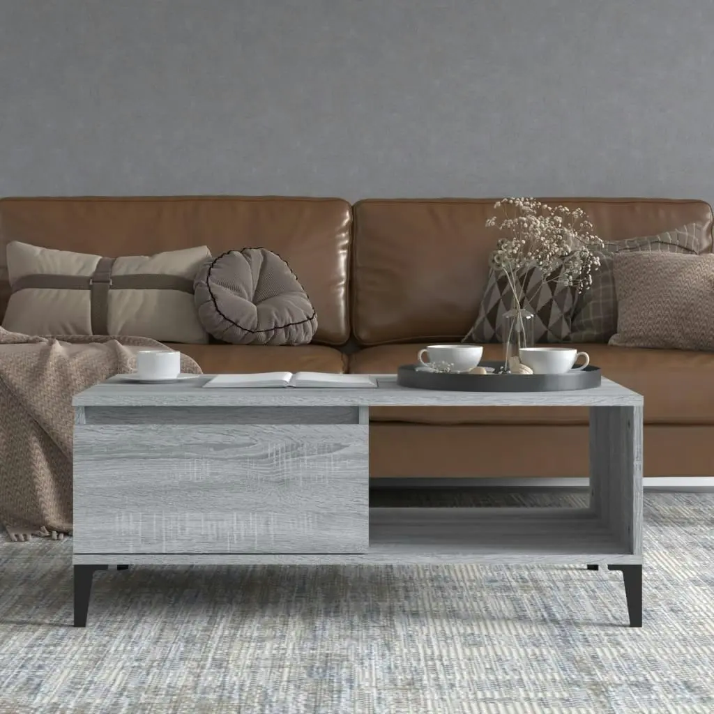 Coffee Table Grey Sonoma 90x50x36.5 cm Engineered Wood 821058