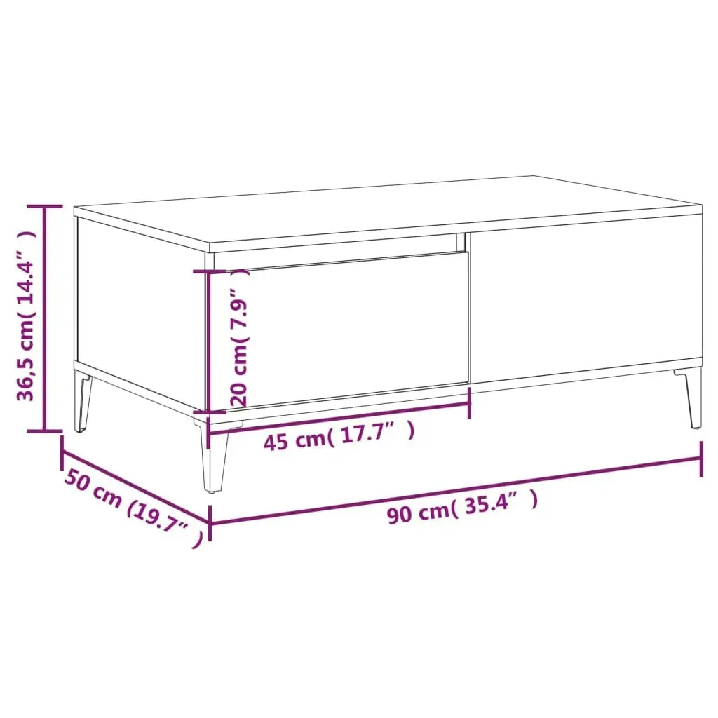 Coffee Table Concrete Grey 90x50x36.5 cm Engineered Wood 821120