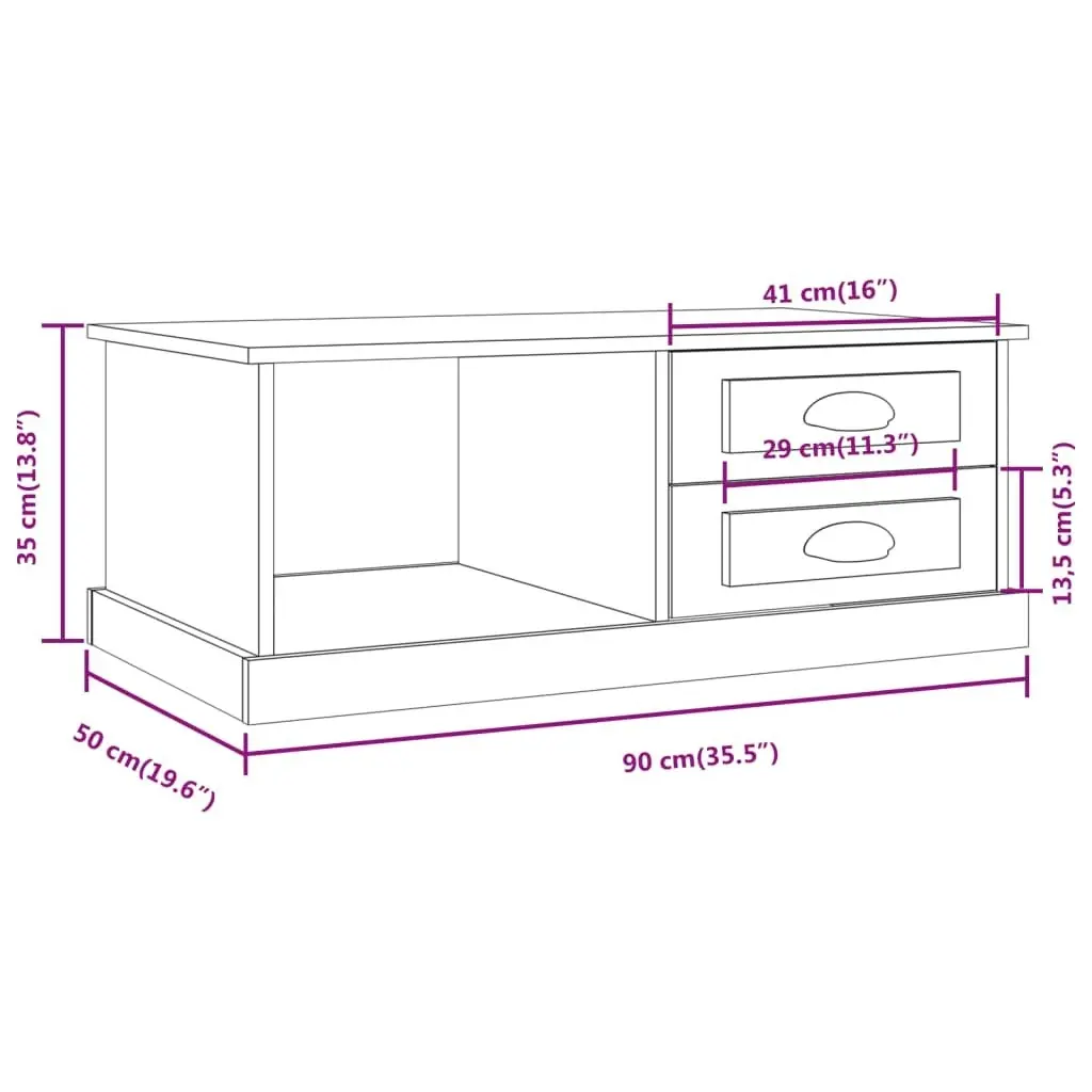 Coffee Table Grey Sonoma 90x50x35 cm Engineered Wood 816246