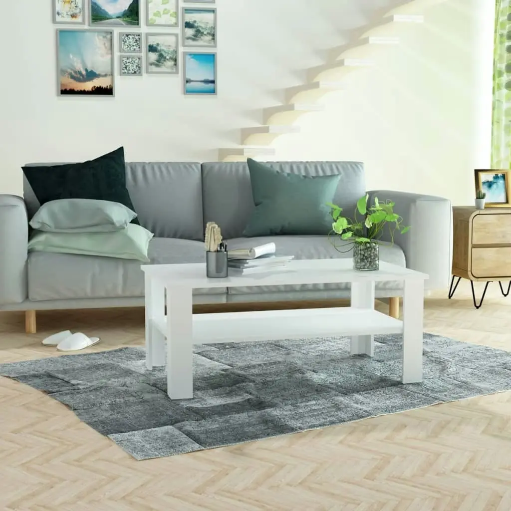 Coffee Table Engineered Wood 100x59x42 cm White 244857