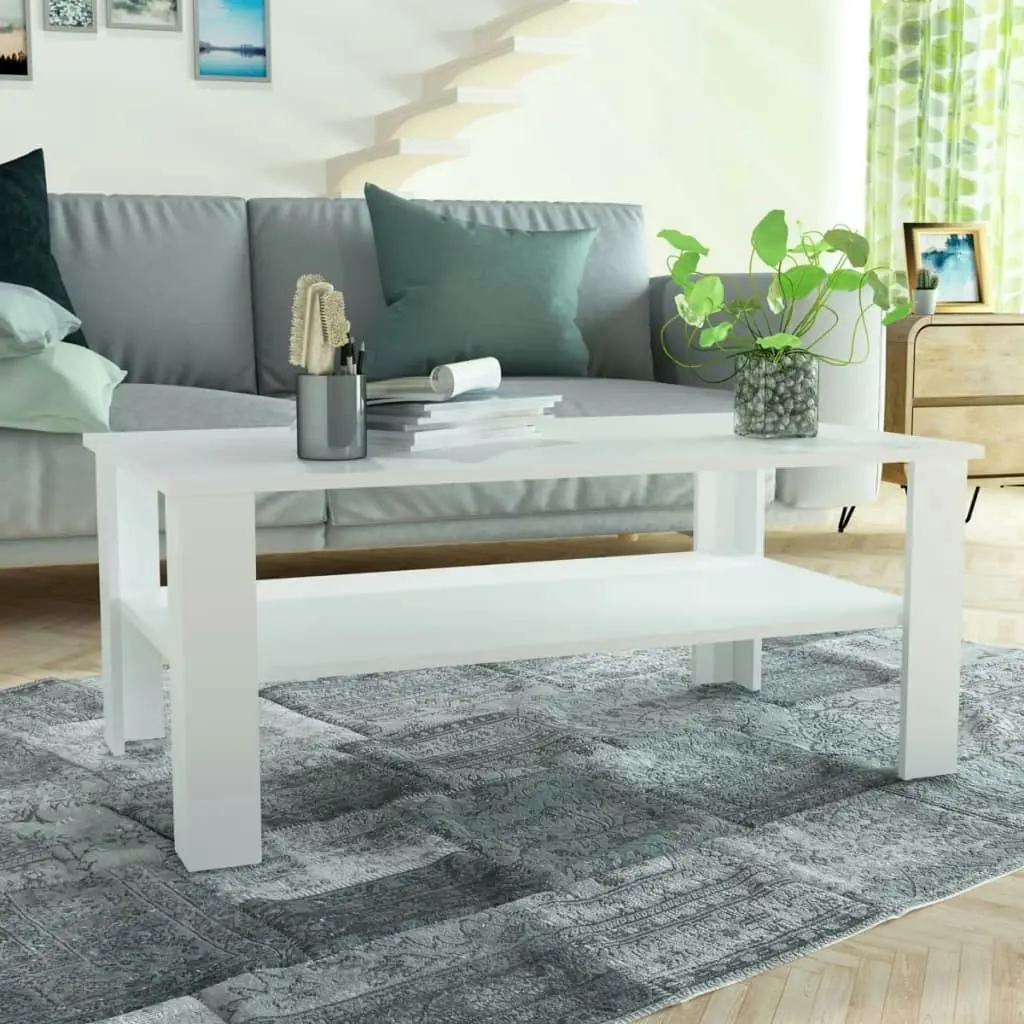 Coffee Table Engineered Wood 100x59x42 cm White 244857