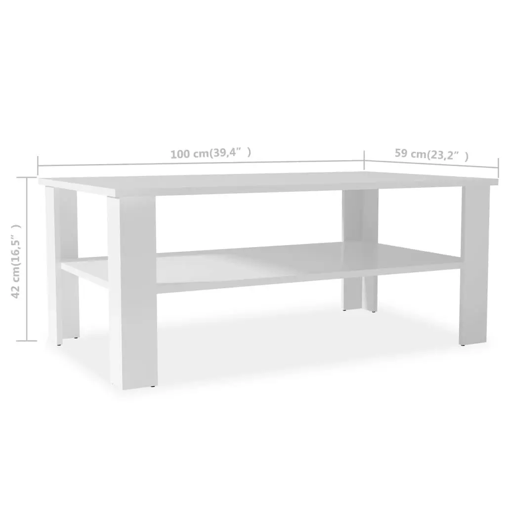 Coffee Table Engineered Wood 100x59x42 cm White 244857