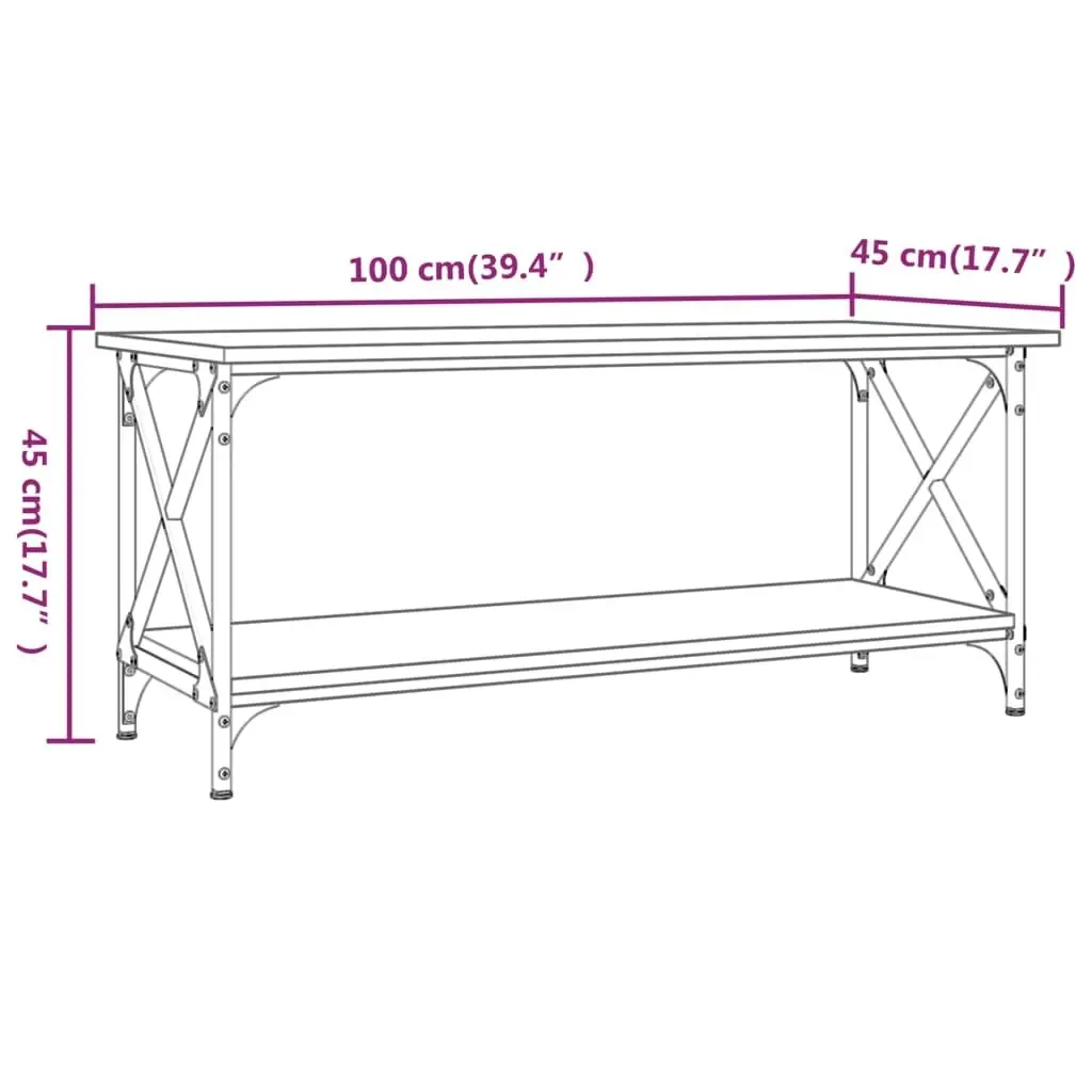 Coffee Table Black 100x45x45 cm Engineered Wood and Iron 823312