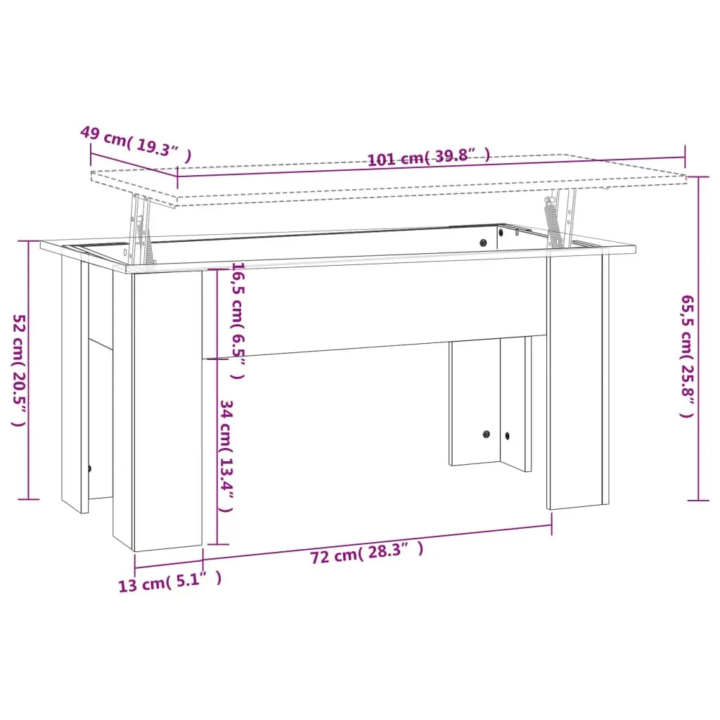 Coffee Table Black 101x49x52 cm Engineered Wood 809684