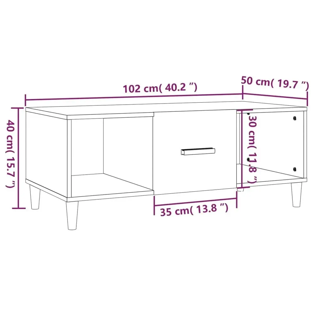 Coffee Table Black 102x50x40 cm Engineered Wood 812691