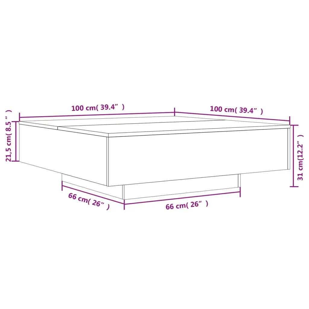 Coffee Table Black 100x100x31 cm Engineered Wood 836596