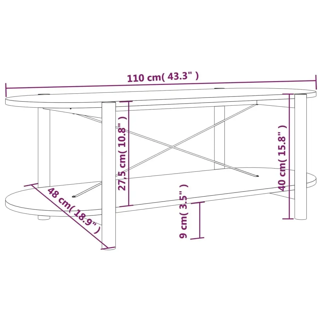 Coffee Table Black 110x48x40 cm Engineered Wood 345688