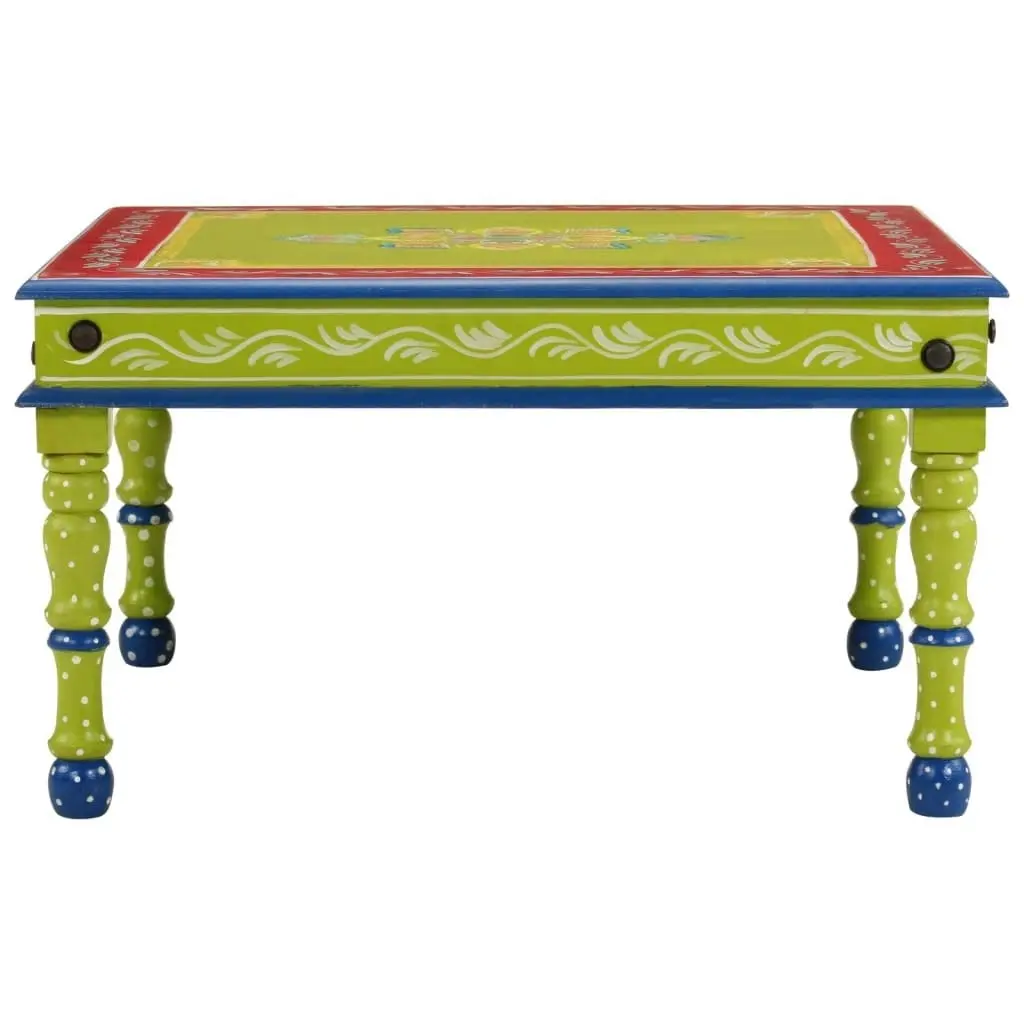 Coffee Table Green Hand Painted Solid Wood Mango 353764