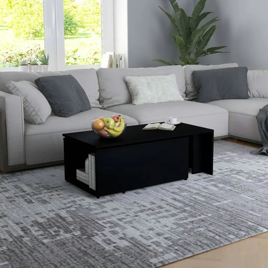 Coffee Table Black 150x50x35 cm Engineered Wood 801338