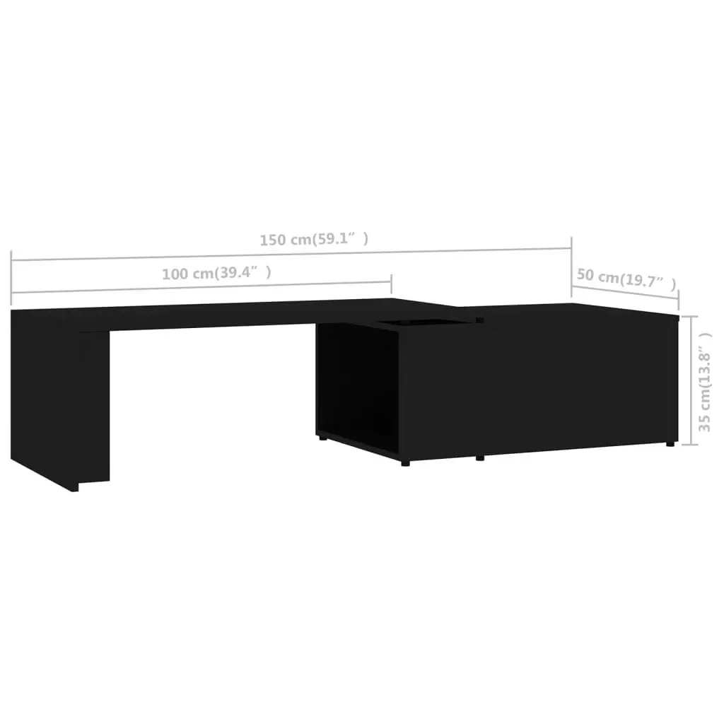 Coffee Table Black 150x50x35 cm Engineered Wood 801338