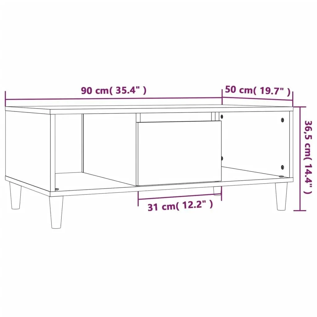 Coffee Table Black 90x50x36.5 cm Engineered Wood 821061